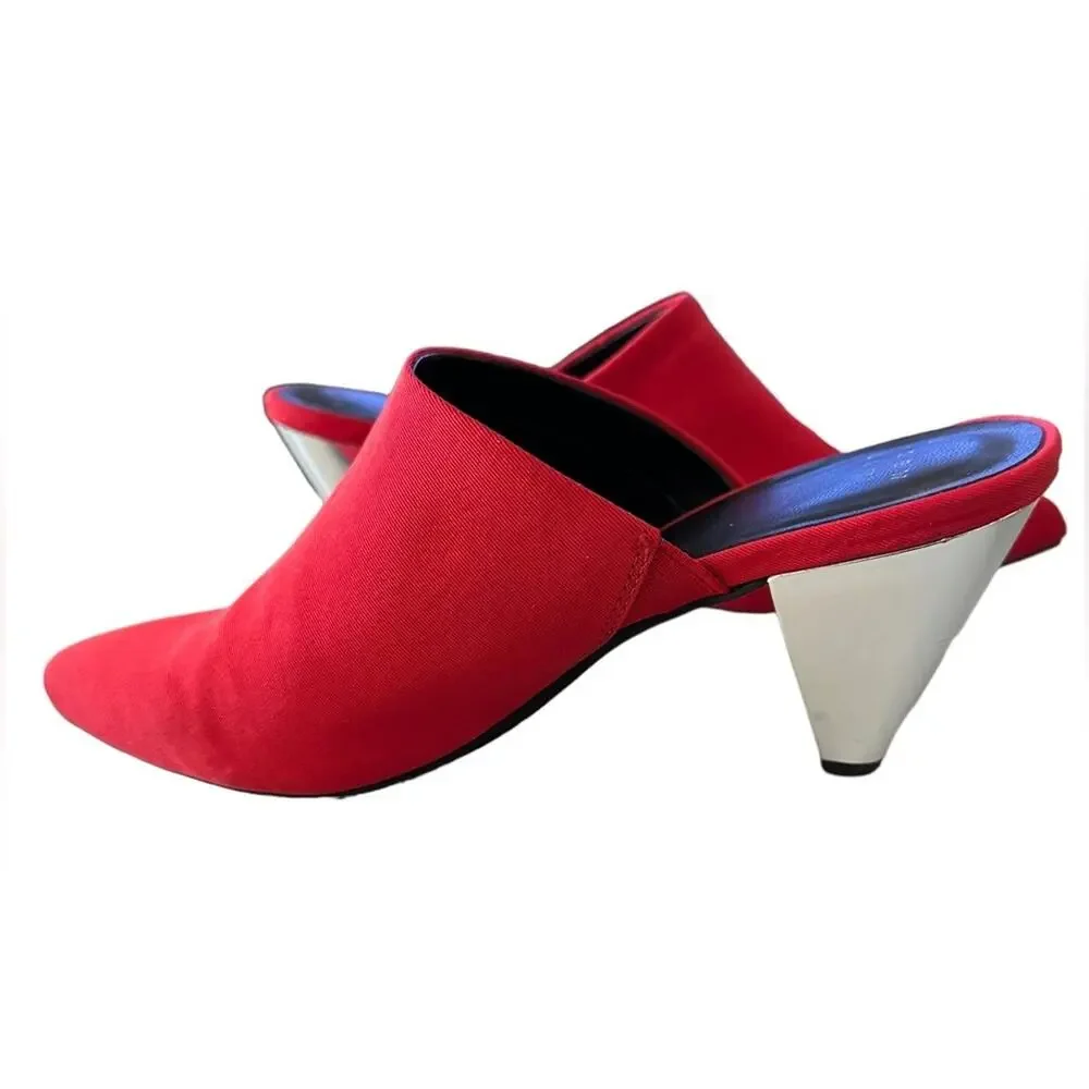 A new day red fabric uppers. Silver metallic chunky 3” heel size 7.5 - Picture 4 of 7